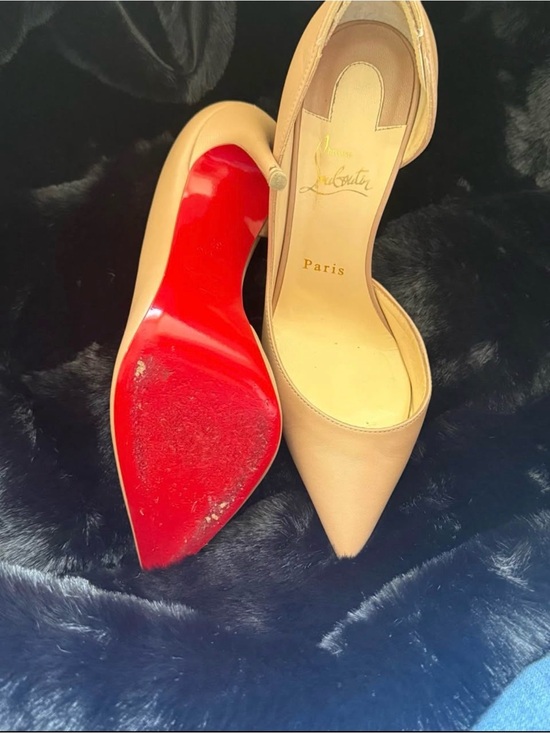Christian Louboutin Shoes - Christian Louboutin Iriza Nude Pointed Leather Pumps